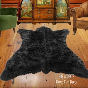 Appalachian Bear Skin Rug. Realistic. Faux Fur. Area Rug. Lodge Cabin. Throw Rug. Old Fashion. Shag. Gifts for him. For Dad