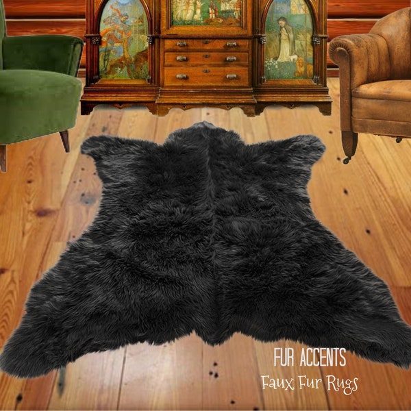 Appalachian Bear Skin Rug. Realistic. Faux Fur. Area Rug. Lodge Cabin. Throw Rug. Old Fashion. Shag. Gifts for him. For Dad