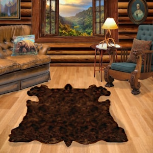 Kiowa Buffalo Hide Area Rug. Realistic. Faux Fur. Bison Shag Rug. Lodge Cabin. Throw Rug. Old Fashion. Rustic. Cottage Decor. Gifts For Dad