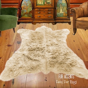 Bear Skin Rug. Realistic. Faux Fur. Area Rug. Lodge Cabin. Throw Rug. Old Fashion. Rustic. Cottage Decor.Shag. Gifts for him. For Dad