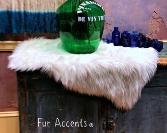 Plush Faux Fur Rectangle Doily Table Runner Round Corner Luxury Fur Soft Faux Sheepskin Place Mat Table Designer Accessories Fur Accents USA