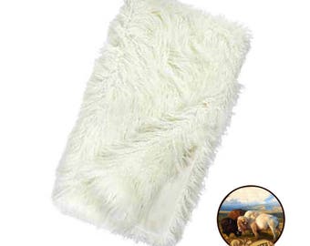 Coperta in pelliccia sintetica, pelo lungo, fodera in minky bianco, Fur Accents USA