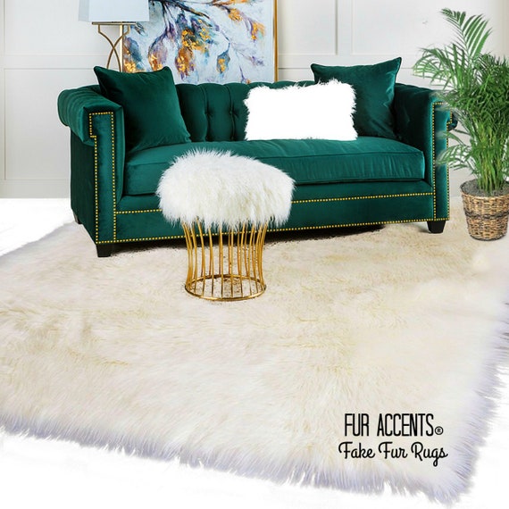 Plush Faux Fur Area Rug - Shaggy Thick Sheepskin - Rectangle Shape Pelt Design  - Throw 6 Colors Designer Art Rug by Fur Accents USA