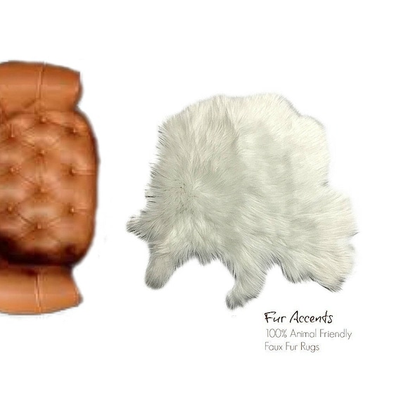 Plush Faux Fur Area Rug - New Sheepskin Pelt Shape Designer Throw Rug - 6 Colors - Fur Accents - USA