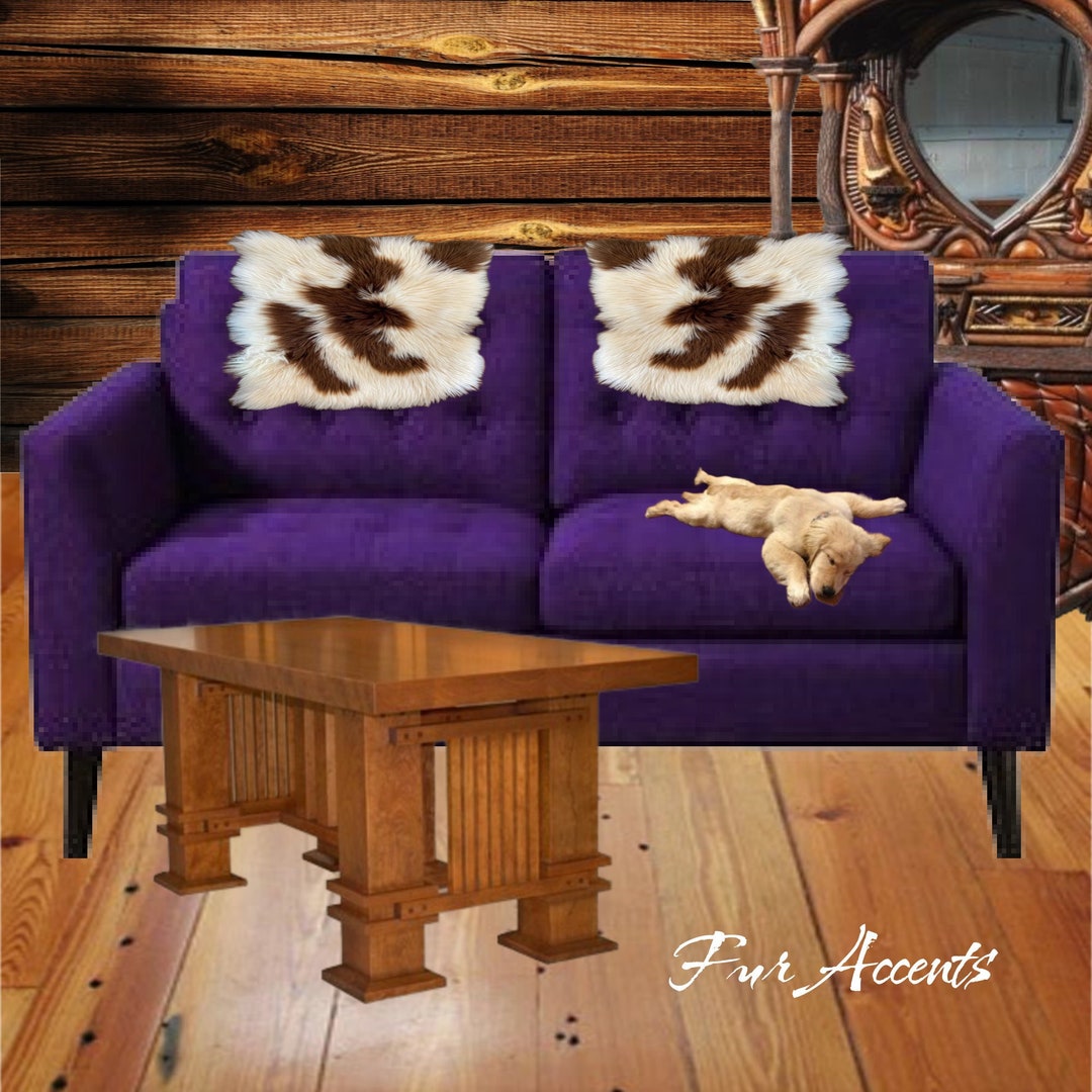 Faux Fur Spotted Sheepskin, Sofa Arm Cover, Headrest Protector, Doily