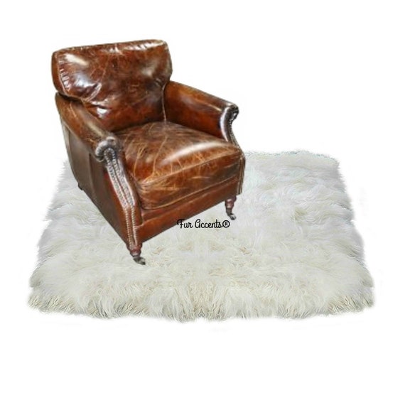Extraordinary Faux Fur Area Rug - Shaggy Thick Bonded Sheepskin - Square - Rectangle Pelt Design - 6  Colors - Art Rugs by Fur Accents USA