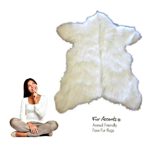 Bear Skin Rug - Faux Fur Area Rug - White,Off White,Brown,Black,Tan,Gray - Sierra Bear Shape - Designer Throw Rug - Fur Accents - USA