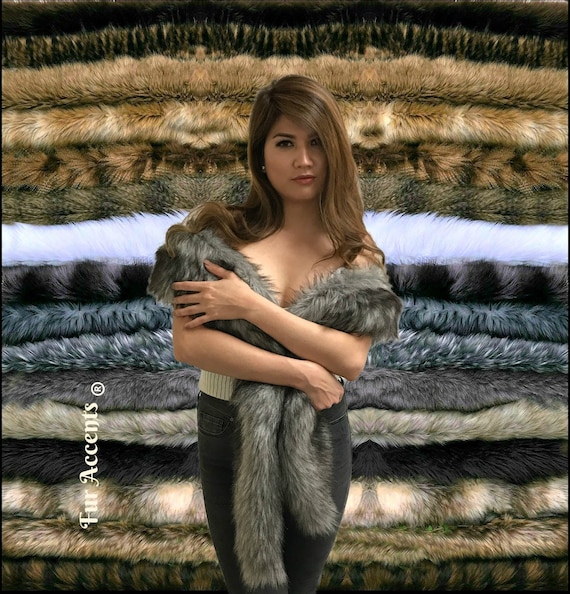 FUR ACCENTS Exotic Faux Fur Scarf - Boa Mink - Wrap - Stole - Cape - Collar - Shrug - Scarves
