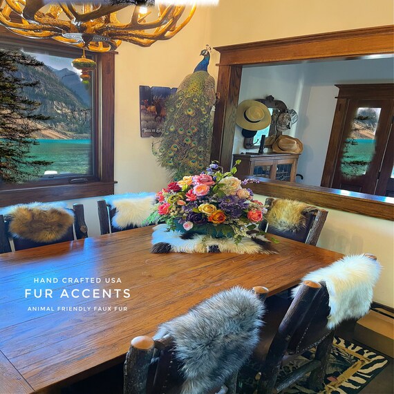 Fur Accents, 1 Pc., Faux Fur Fake Rabbit Skin Pelt, Sold Separately, Soft Shaggy, Realistic Fur, Animal Shape Pelt, Mini, Arm Cap, Head Rest