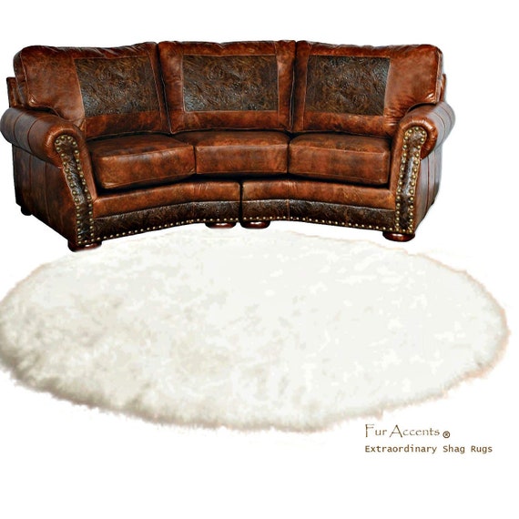 Plush Faux Fur Area Rug - Luxury Fur-Thick White Shaggy Sheepskin- Round Shape - Extraordinary Designer Throw Carpet - Fur Accents USA
