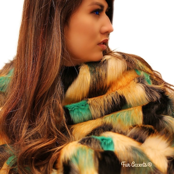 Extraordinary Faux Fur Throw Blanket, Rich Jewel Tone Color Tones,  Minky Cuddle Reverse, Bedspread, Luxury Fur, Fur Accents, USA