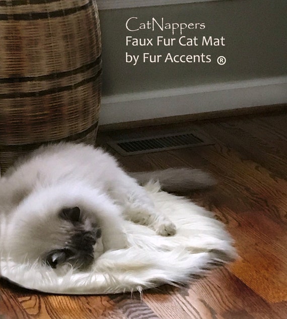 Cat Nappers - Pet Pad - Cat Mat - Dog Bed - Silky Soft Premium Faux Fur - Shaggy Shag - Sheepskin - Mini Rug - Washable - Fur Accents USA
