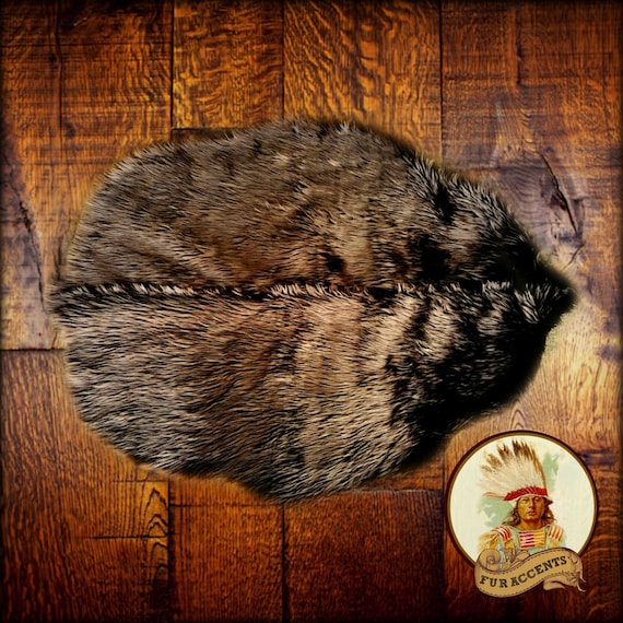 Plush Faux Fur Area Rug - Brown Bear Beaver Skin - Pelt Shape Designer Throw Rug - Fur Accents - USA