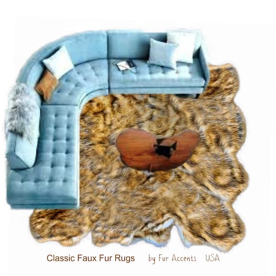 Bear Skin Rug - Country Edge - Plush Golden Brown Faux Fur - Natural Looking Pelt Rug - Fur Accents USA