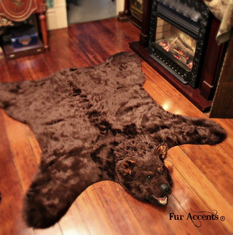 Handmade Faux Fur Bear Skin Rug – Realistic Design, USA Made - Etsy