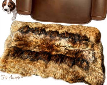 Faux Wolf Fur Accent Rug – Plush Animal Pelt Rug, USA Made