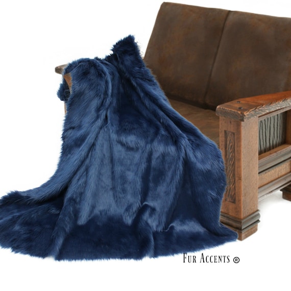 Plush Faux Fur Throw Blanket - Bedspread -  Comforter or Duvet - 25 New Colors - Shag Luxury Fur - Minky Cuddle Lining - Fur Accents - USA