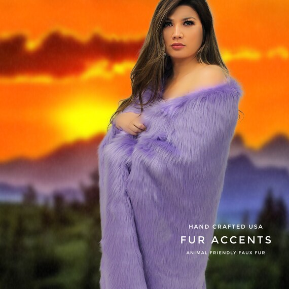Soft Shaggy Faux Fur, Designer Throw Blanket, Bedspreads, Comforters, Bedding, Pillow Shams, Soft Minky Lining, Hand Made by Fur Accents USA