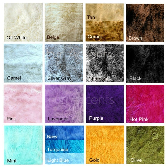 Plush Faux Fur Shaggy Shag Fabric Sample Color Swatches - 16 Colors -  Designer Premium Fur by Fur Accents - USA