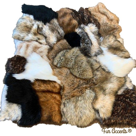 Extraordinary,Patchwork Pieced Fur Chair Cover,Rug,100% Animal Friendly,One of a Kind,Throw,Designer Original,Fur Accents,Hand Made,USA