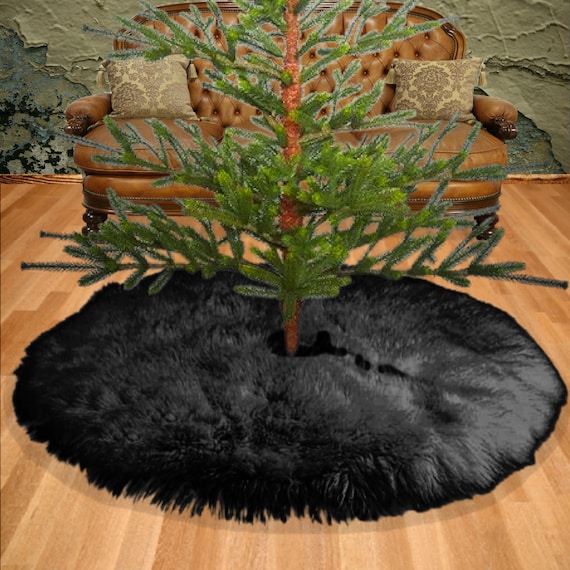 Faux Fur Christmas Tree Skirt or Garland, Swag, Shaggy Cranberry Red, Ornament, Stairway Trim, Mantle Decoration, Fur Accents-USA