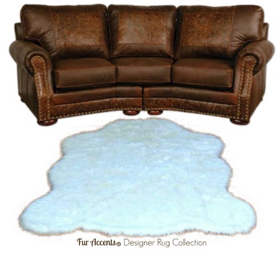 Plush Faux Fur Area Rug - Chubby Bear Skin -  Sheepskin - Animal Pelt Shape Designer Throw - 6 Colors -Art Rug by Fur Accents - USA