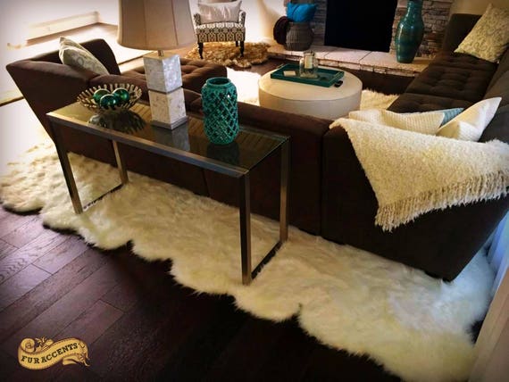 Plush Faux Fur Area Rug - Luxury Fur Thick Shaggy Random Shape Sheepskin - Faux Fur - Country Edge Designer Throw Rug - Fur Accents - USA