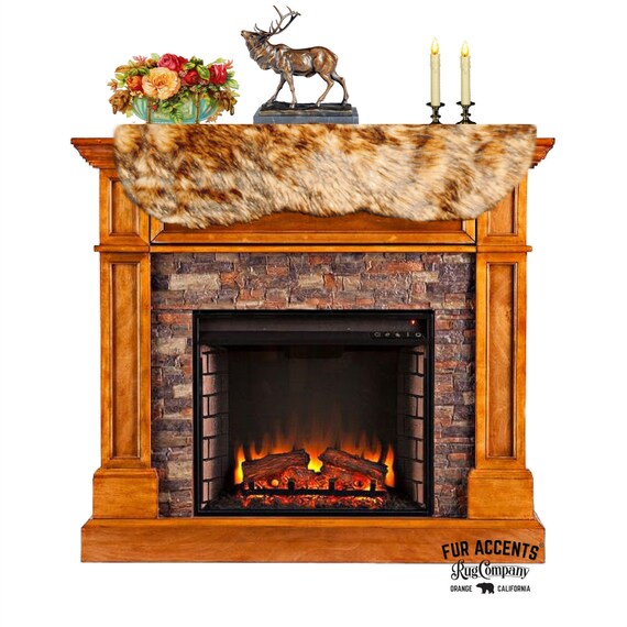 Plush Faux Fur Fireplace Mantle Scarf- Luxury Golden Wolf Fur - Dresser - Hutch - Buffet - Table Runner - Fur Accents Originals USA