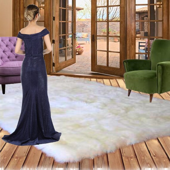 Plush Faux Fur Area Rug - Shaggy Thick Sheepskin - Rectangle Shape Pelt Design  - Designer Art Rug by Fur Accents USA