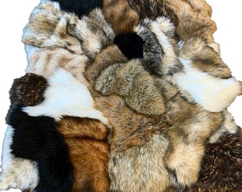 Fur Rug - Patchwork Pieced Fur 100% Animal Friendly Sumptuous One of a Kind Hand Made Throw Toss Designer Originals by fur Accents - USA