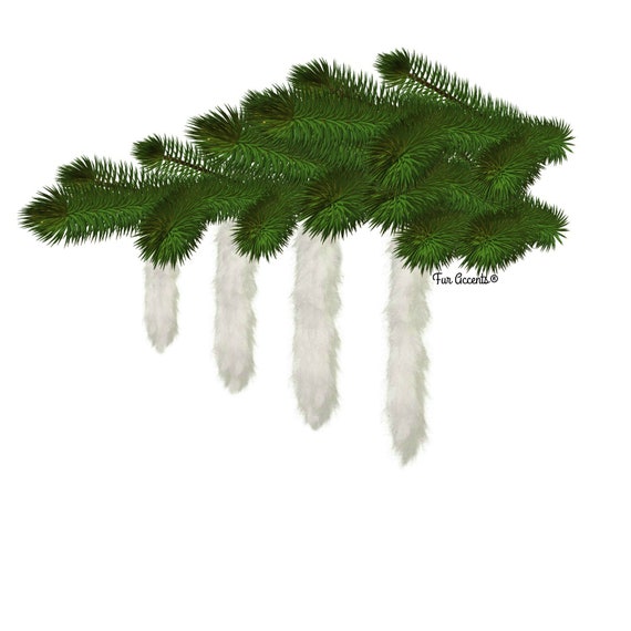 Faux Fur Christmas Tree Snowcicles,Shaggy White Fox,Strand,Snow Flake Ornaments,Stairway Trim, Handmade Locally, Fur Accents-USA