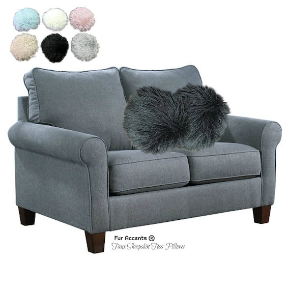 TWO Faux Fur Pillows  - Shaggy Long Hair Mongolian Llama Sheepskin - Two Sided Fur With Filler - Designer Throw - Toss -  Fur Accents USA