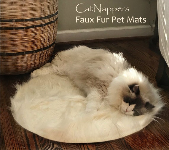 Cat Nappers - Pet Pad - Cat Mat - Dog Bed - Silky Soft Premium Faux Fur - Shaggy Shag - Sheepskin - Mini Rug - Washable - Fur Accents USA