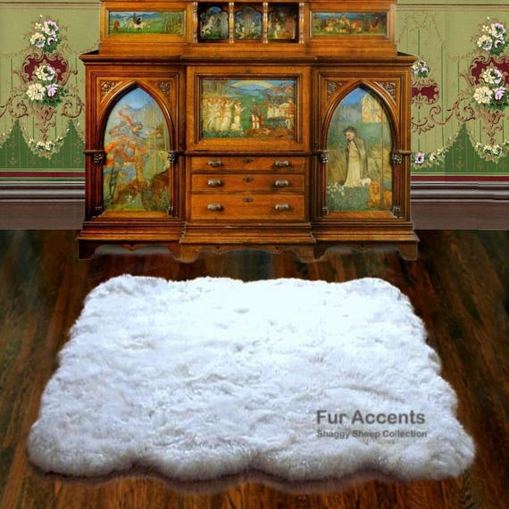 Plush Faux Fur Sheepskin Area Rug - White - Ivory Off White - Shag Multi Pelt Designer Throw Rug - 100% Animal Friendly by Fur Accents - USA