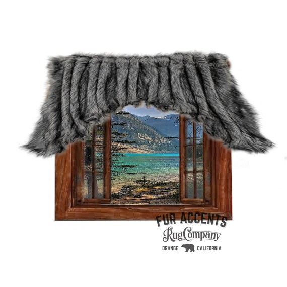 Plush Faux Fur Window Valance - Curtains - Rod Top Pocket - Shirred - Exotic - Hand Sewn - Fur Accents - USA