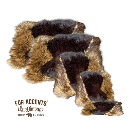 Plush Faux Fur Pillow - Sham - Cover - Plush Black and Golden Brown Wolf Trim - 3 New Sizes - Designer Throw - Toss -  Fur Accents USA