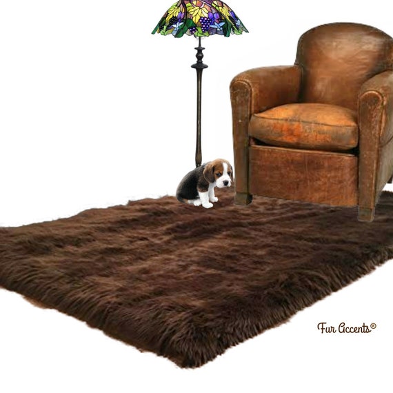 Extraordinary Faux Fur Area Rug - Shaggy Thick Bonded Sheepskin - Square - Rectangle Pelt Design - 6  Colors - Art Rugs by Fur Accents USA