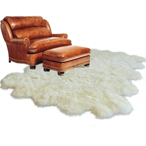Extraordinary Faux Fur Area Rug - Shaggy Thick Bonded Sheepskin - Multi Pelt Design - 6  Colors - Art Rugs by Fur Accents USA