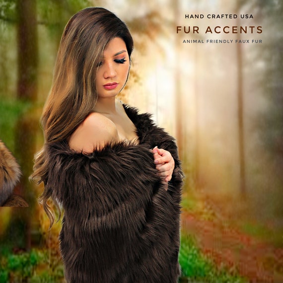 Soft Shaggy Faux Fur, Designer Throw Blanket, Bedspreads, Comforters, Bedding, Pillow Shams, Soft Minky Lining, Hand Made by Fur Accents USA