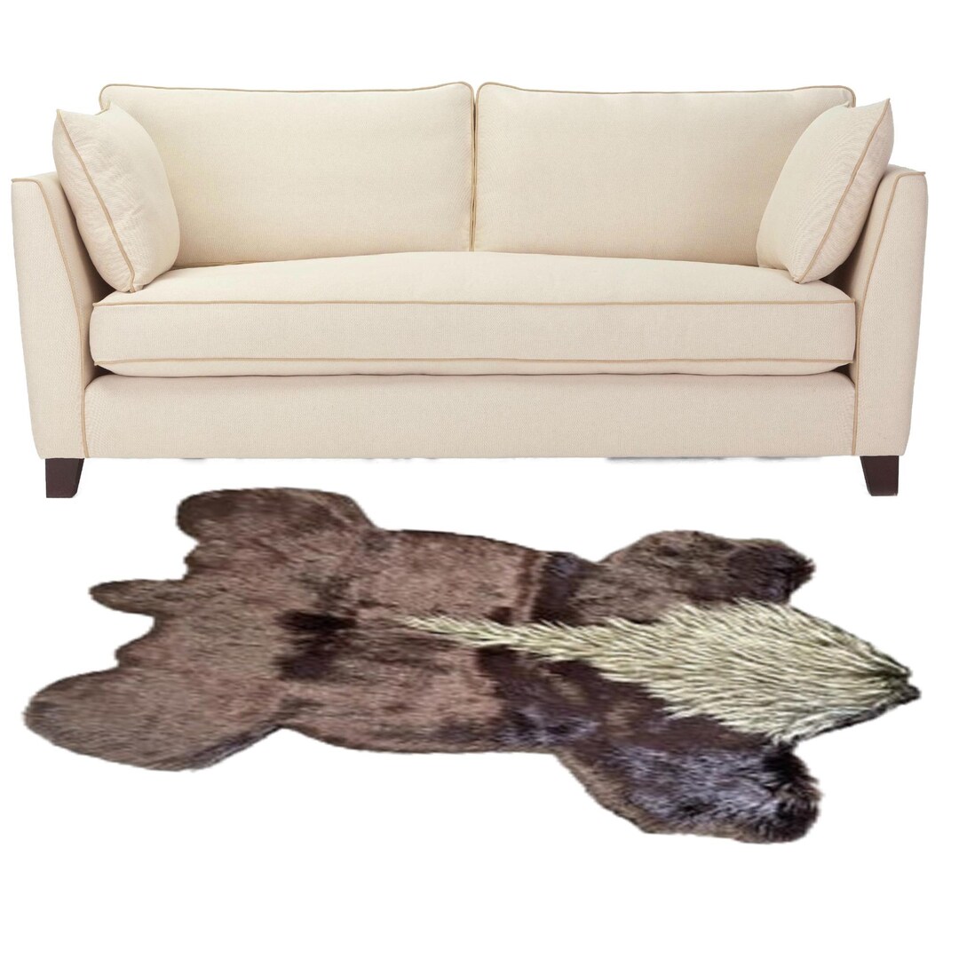 Fake Buffalo Rug Caped Buffalo Hide, Bear Skin Area Rug. Faux Fur. Traditional, Western ...