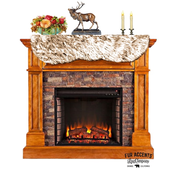 Plush Faux Fur Fireplace Mantle Scarf- Luxury Golden Wolf Fur - Dresser - Hutch - Buffet - Table Runner - Fur Accents Originals USA