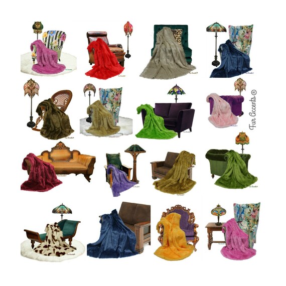 Plush Faux Fur Throw Blanket - Bedspread -  Comforter or Duvet - 25 New Colors - Shag Luxury Fur - Minky Cuddle Lining - Fur Accents - USA