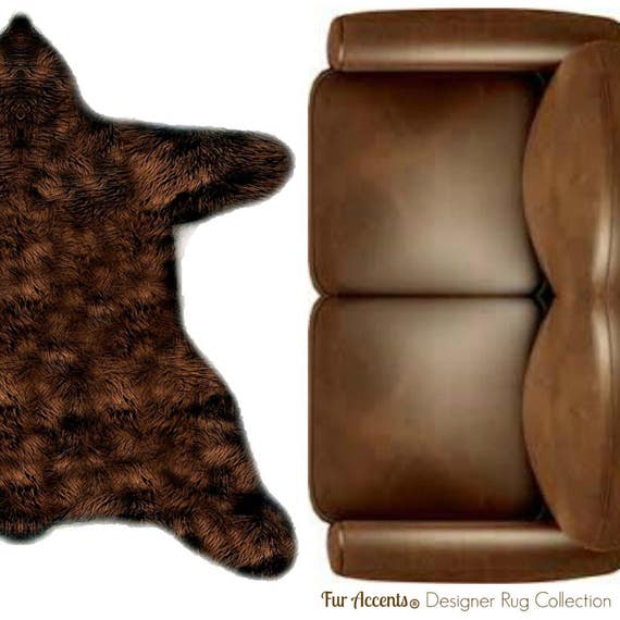Plush Faux Fur Area Rug - Luxury Fur Thick Bear Skin - Faux Fur - Animal Pelt Shape Designer Throw Rug - Fur Accents - USA
