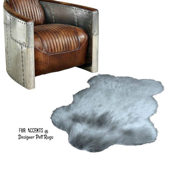 Faux Sheepskin Rug - Faux Fur Area Rug - White,Off White,Brown,Black,Tan,Gray - Chubby Bear Shape - Designer Throw Rug - Fur Accents - USA