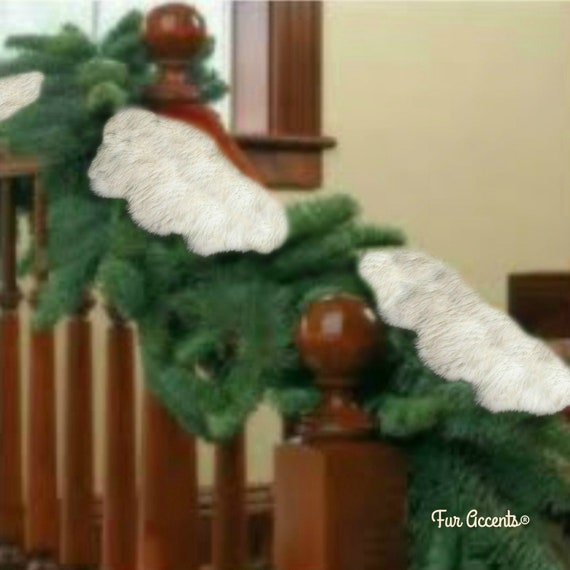 White Christmas Tree Snow Drift Ornaments,Shaggy White Faux-Snow Flake Decorations,Tree Trim,Holiday Decor Handmade Locally, Fur Accents-USA