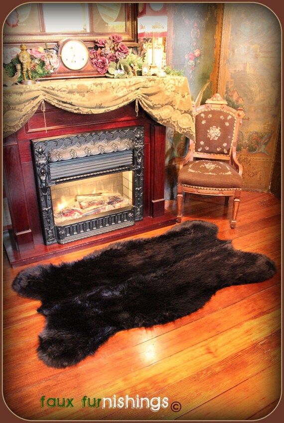 Plush Faux Fur Area Rug - Luxury Fur Soft Shaggy Bear Skin - Pelt - Sheepskin - Designer Throw Rug - Fur Accents USA
