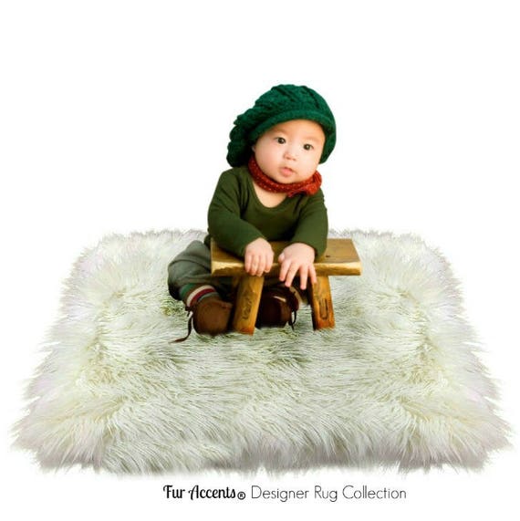 Plush Faux Fur Sheepskin Area Rug - White - Ivory Off White Brown or Spotted Shag Designer Throw Rug - 100% Animal Friendly Fur Accents USA