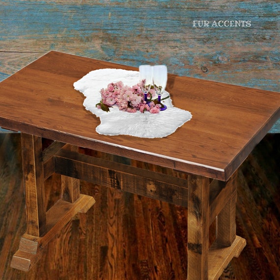 Shaggy Faux Fur Doily, Runner, Shaggy Sheepskin, Decorations, Unique, Table Top, Dresser, Mantle, Handmade Locally, Fur Accents-USA