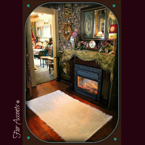 Extraordinary Faux Fur Area Rug - Shaggy Thick White Bonded Sheepskin - Exclusive Design - 6  Colors - Art Rugs by Fur Accents USA
