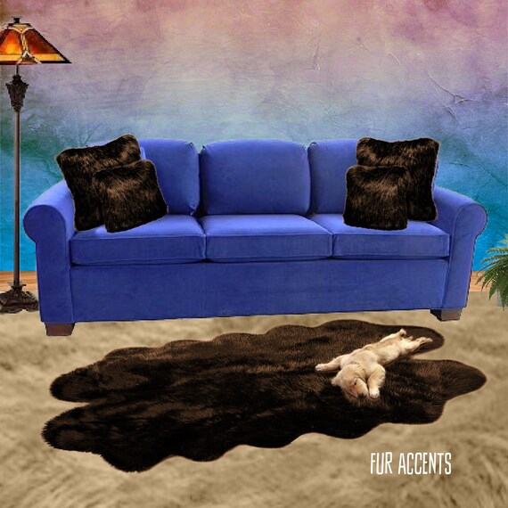 Plush Faux Fur Area Rug - Luxury Fur Thick Shaggy Quatro - Multi Pelt Sheepskin Shape - Designer Throw Rug - Color & Size - Fur Accents USA